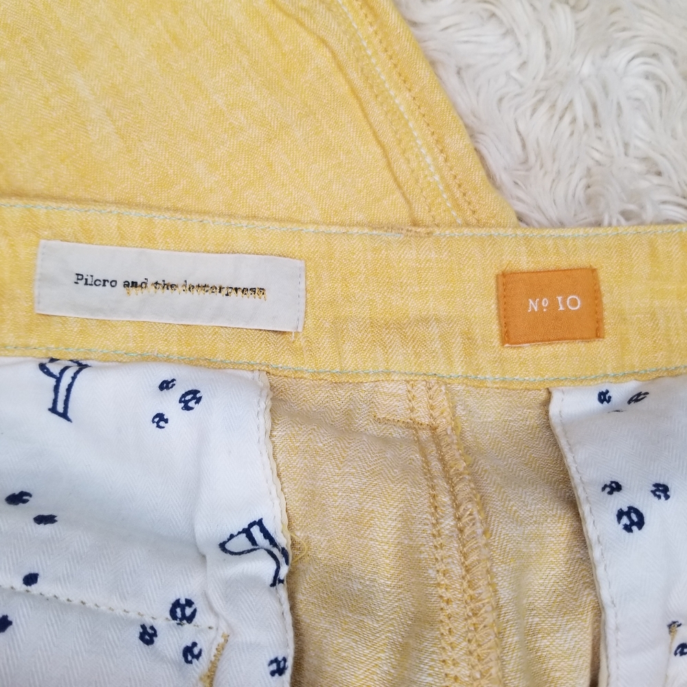 Anthropologie Pilcro Linen Trouser Pants Yellow Wide Leg Wmn's Size 10 Anthro - Picture 4 of 7